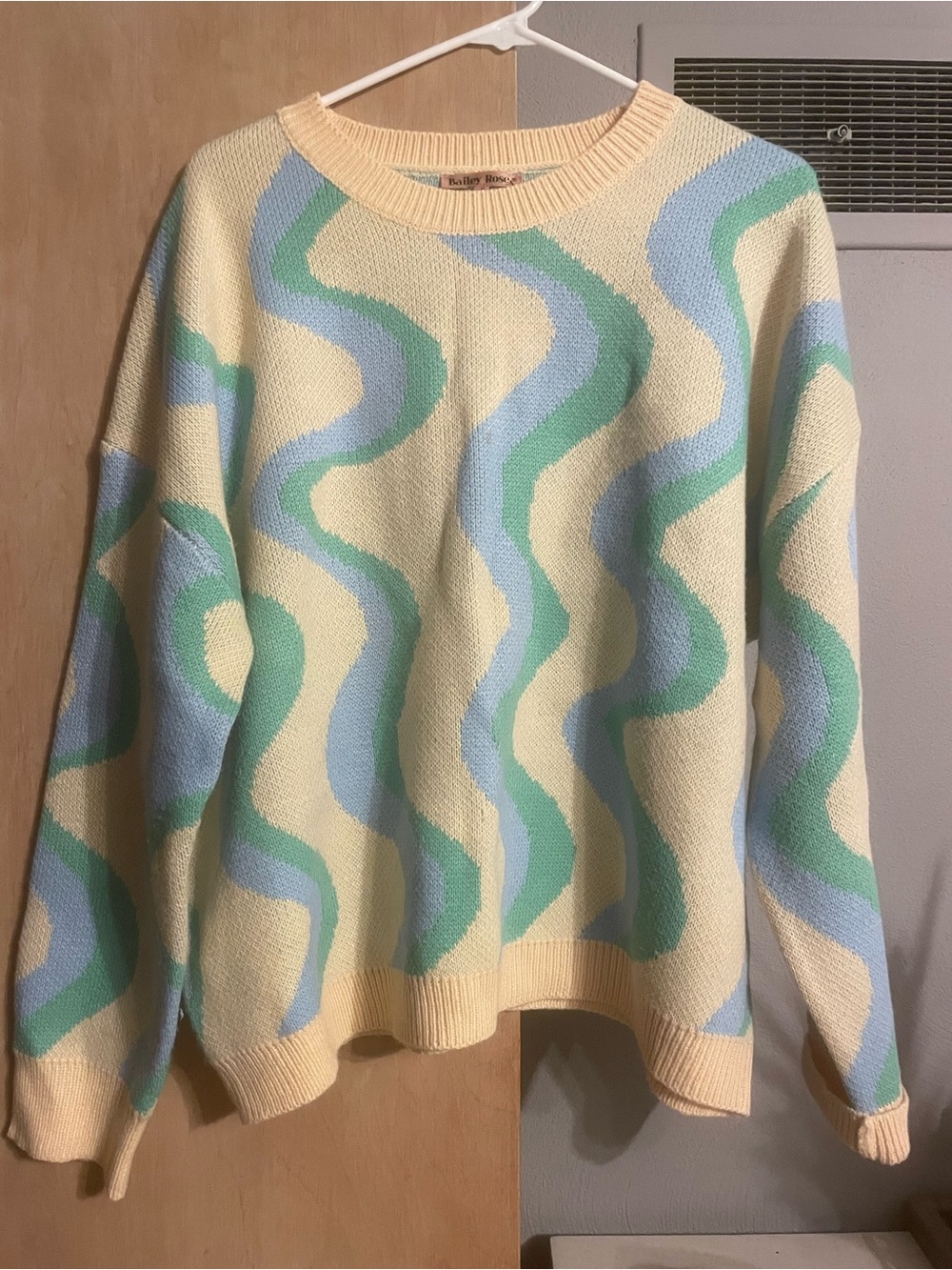 Pastel Wave Crewneck Sweater - Yellow/Blue/Green